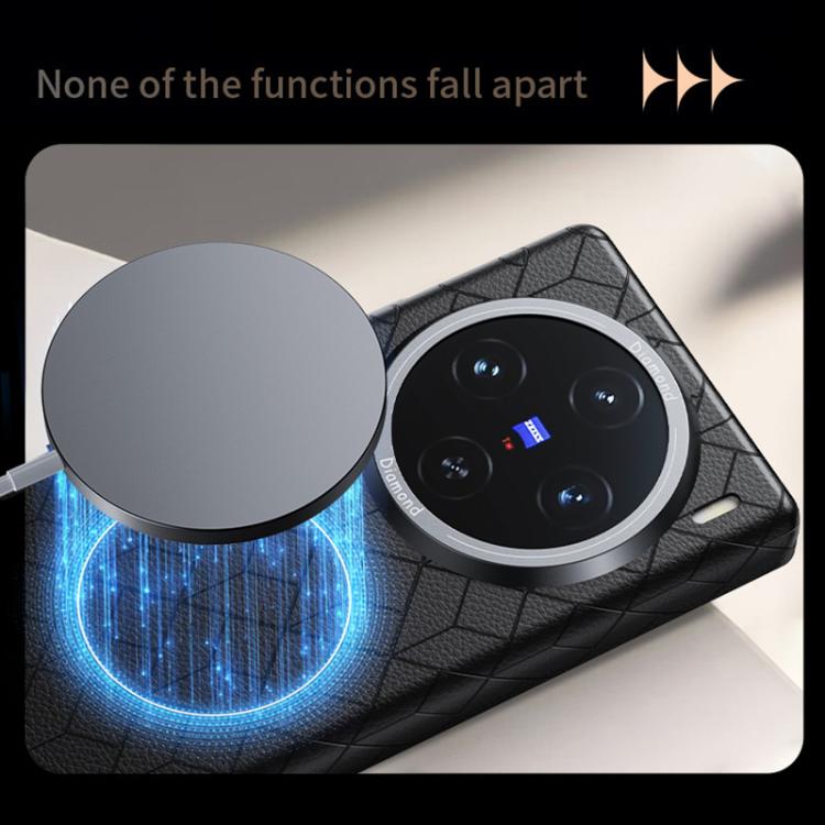 For vivo X300 Rubik Cube Series Embossed Grid Pattern Magnetic Phone Case