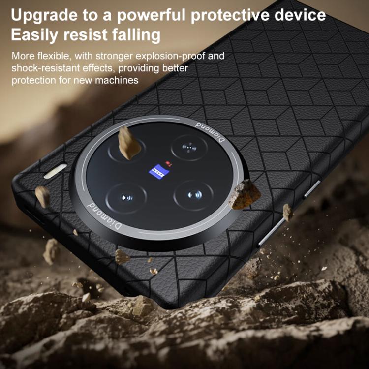 For vivo X300 Rubik Cube Series Embossed Grid Pattern Magnetic Phone Case