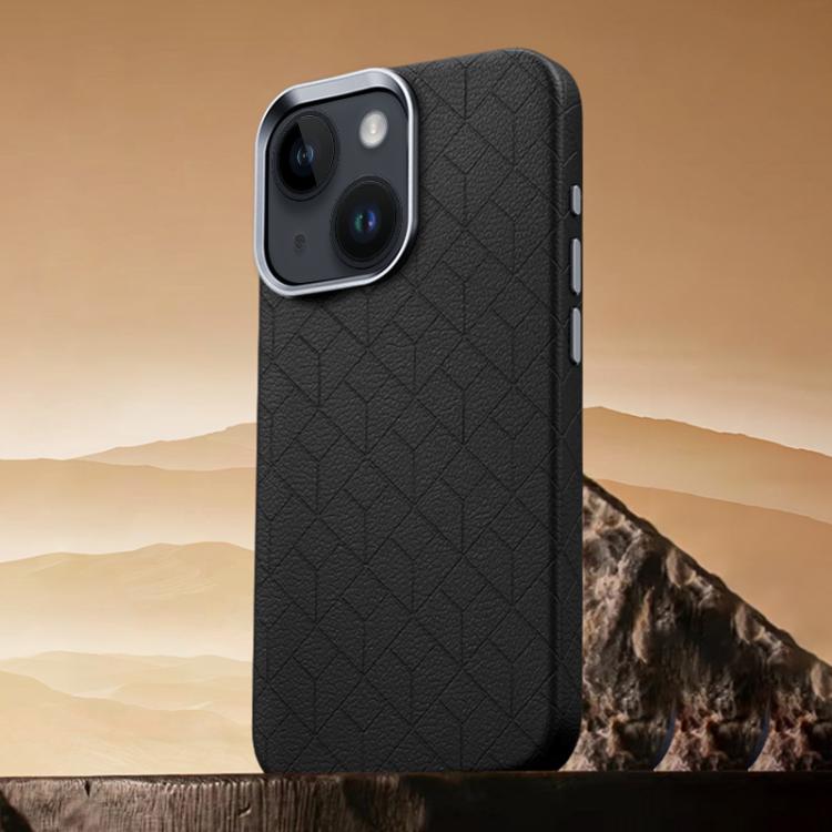 For iPhone 15 Rubik Cube Series Embossed Grid Pattern Magnetic Phone Case