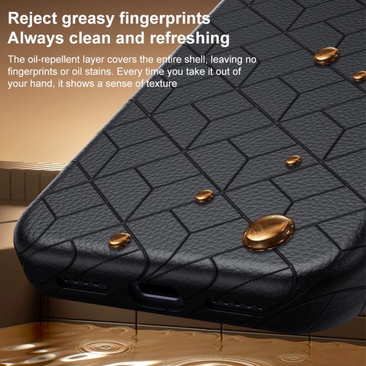 For iPhone 15 Pro Max Rubik Cube Series Embossed Grid Pattern Magnetic Phone Case