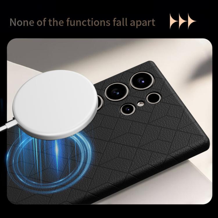 For Samsung Galaxy S23 Ultra 5G Rubik Cube Series Embossed Grid Pattern Magnetic Phone Case