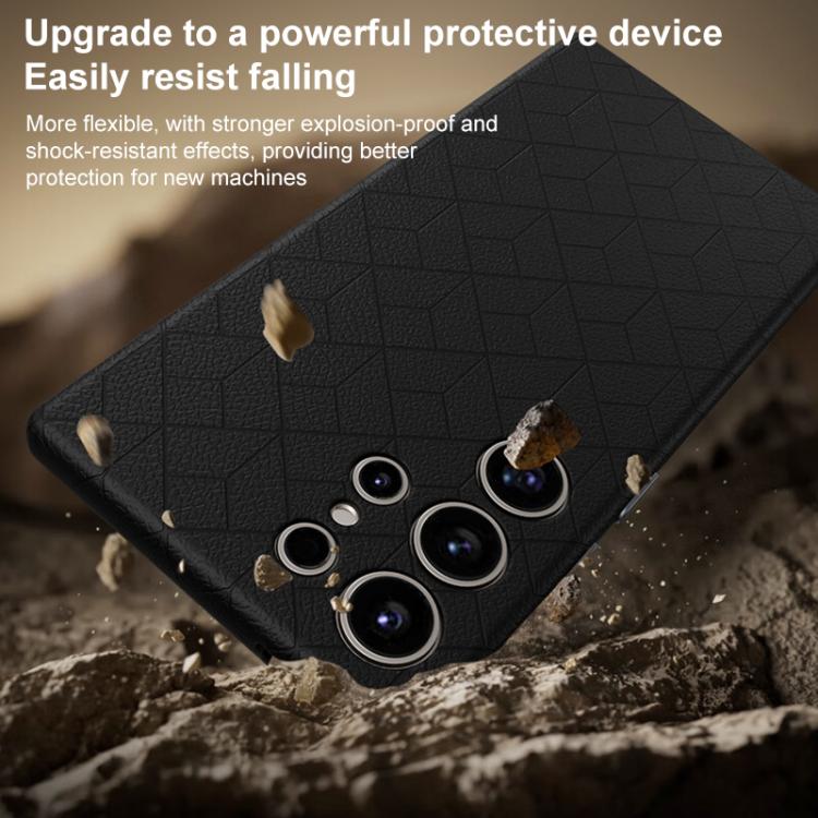 For Samsung Galaxy S23 Ultra 5G Rubik Cube Series Embossed Grid Pattern Magnetic Phone Case