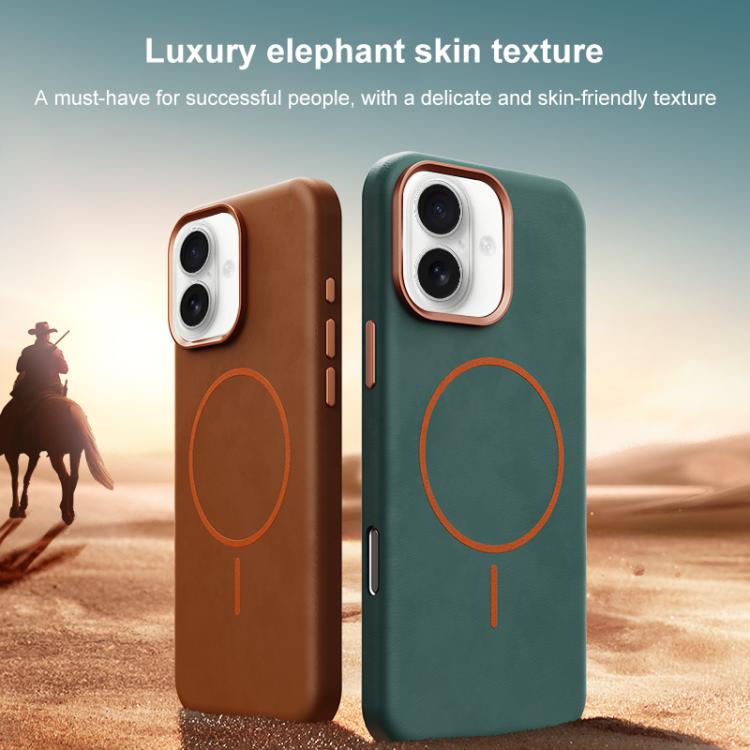For iPhone 17 Elephant Leather Full Coverage Magnetic Microfiber Leather PC Phone Case