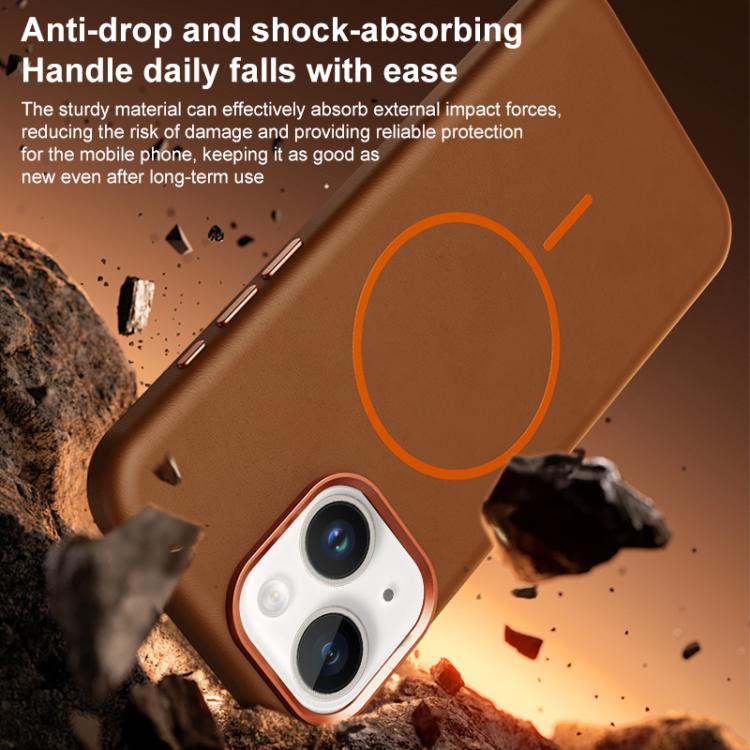 For iPhone 15 Elephant Leather Full Coverage Magnetic Microfiber Leather PC Phone Case