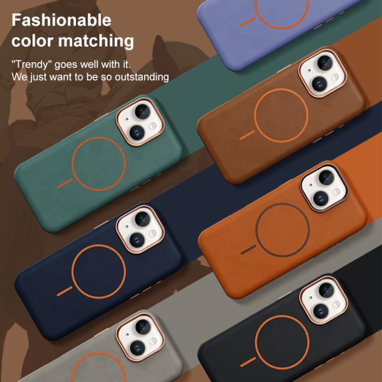 For iPhone 14 / 13 Elephant Leather Full Coverage Magnetic Microfiber Leather PC Phone Case