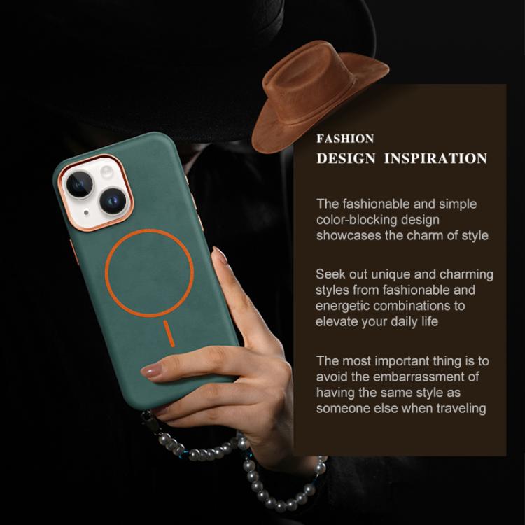 For iPhone 14 / 13 Elephant Leather Full Coverage Magnetic Microfiber Leather PC Phone Case