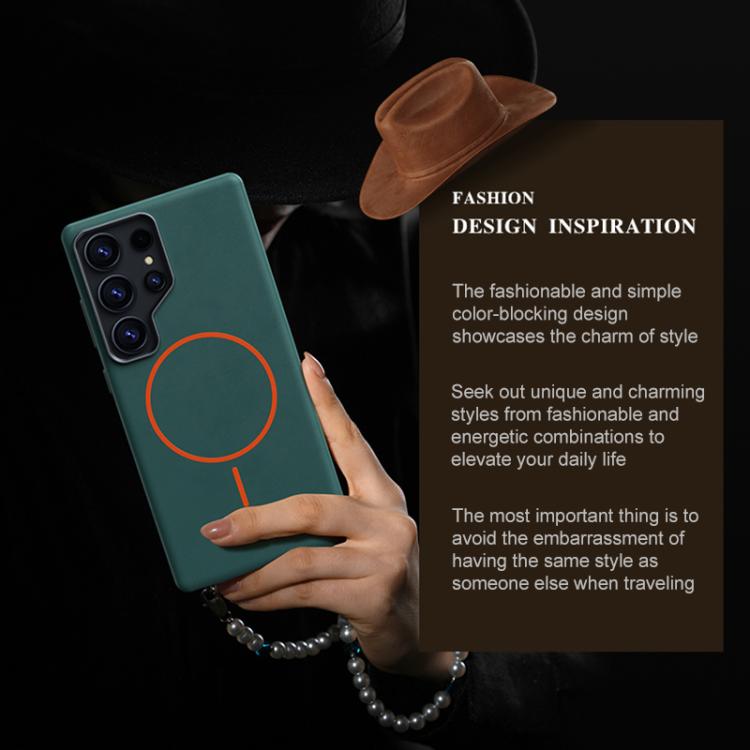 For Samsung Galaxy S23 Ultra 5G Elephant Leather Full Coverage Magnetic Microfiber Leather PC Phone Case