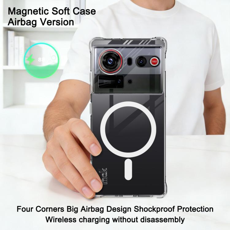 For ZTE nubia Z80 Ultra imak Magnetic Shockproof Airbag TPU Phone Case - Transparent