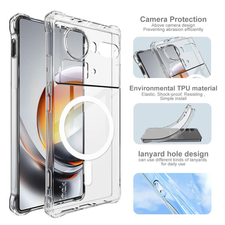 For ZTE nubia Z80 Ultra imak Magnetic Shockproof Airbag TPU Phone Case - Transparent