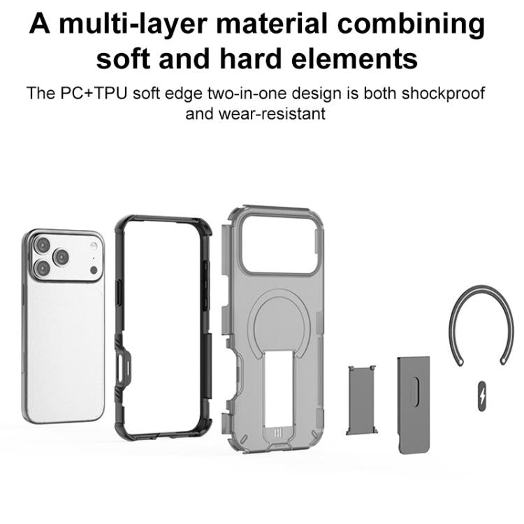 For iPhone 17 Pro Max Translucent Skin Feel Magnetic Holder Phone Case