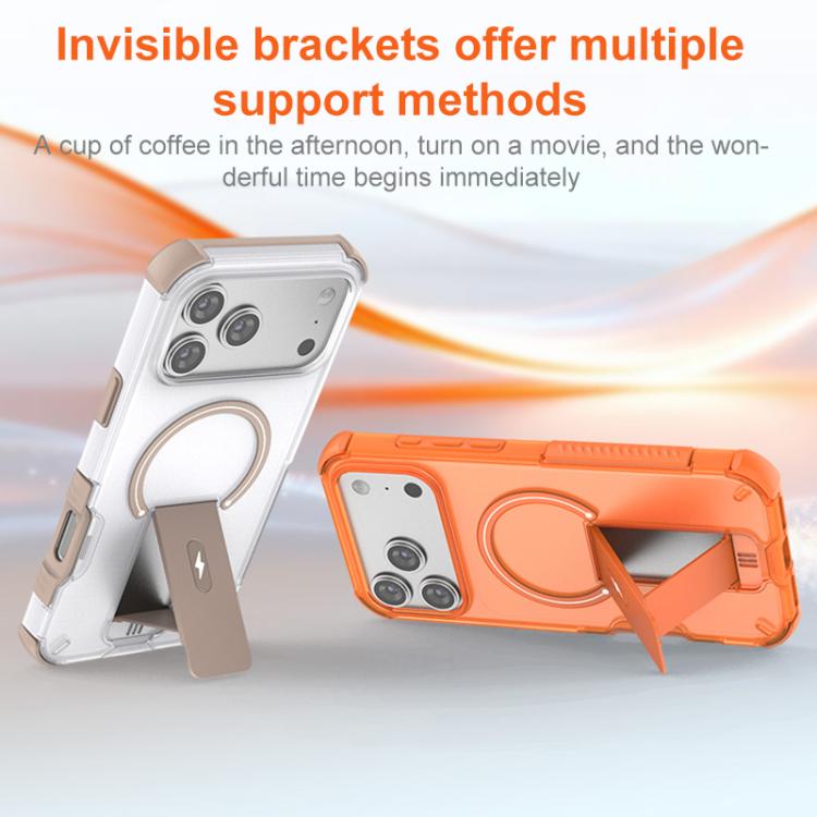 For iPhone 17 Pro Max Translucent Skin Feel Magnetic Holder Phone Case