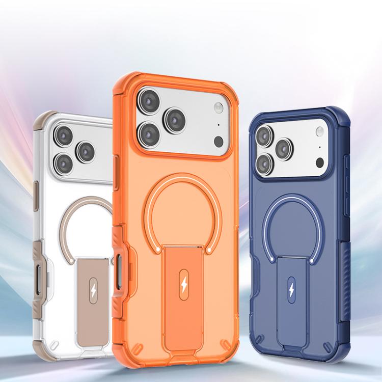 For iPhone 17 Pro Translucent Skin Feel Magnetic Holder Phone Case