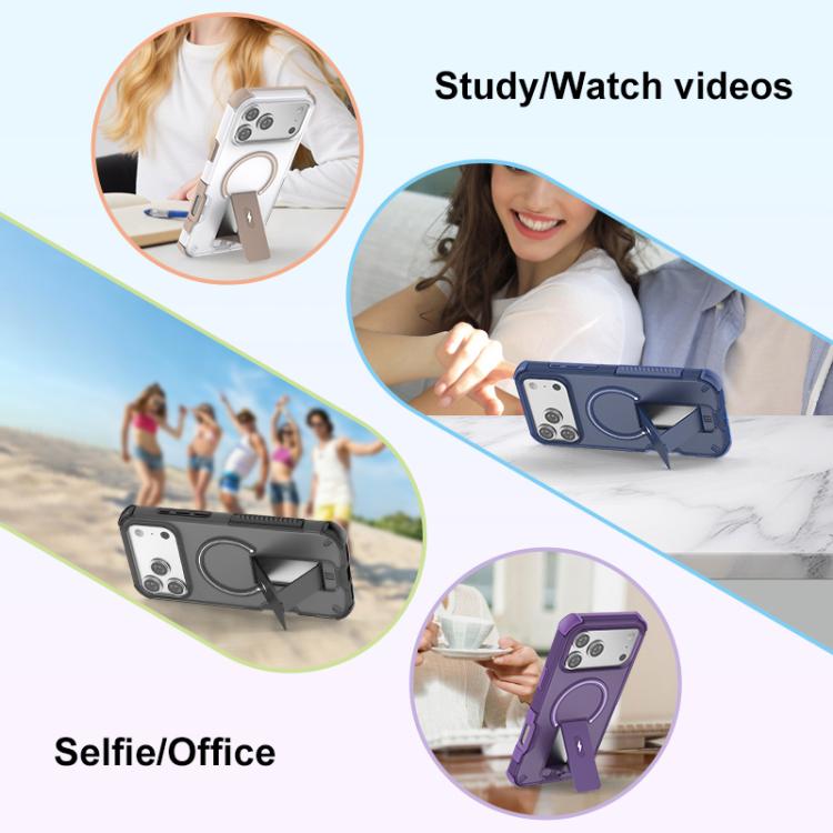For iPhone 17 Pro Translucent Skin Feel Magnetic Holder Phone Case