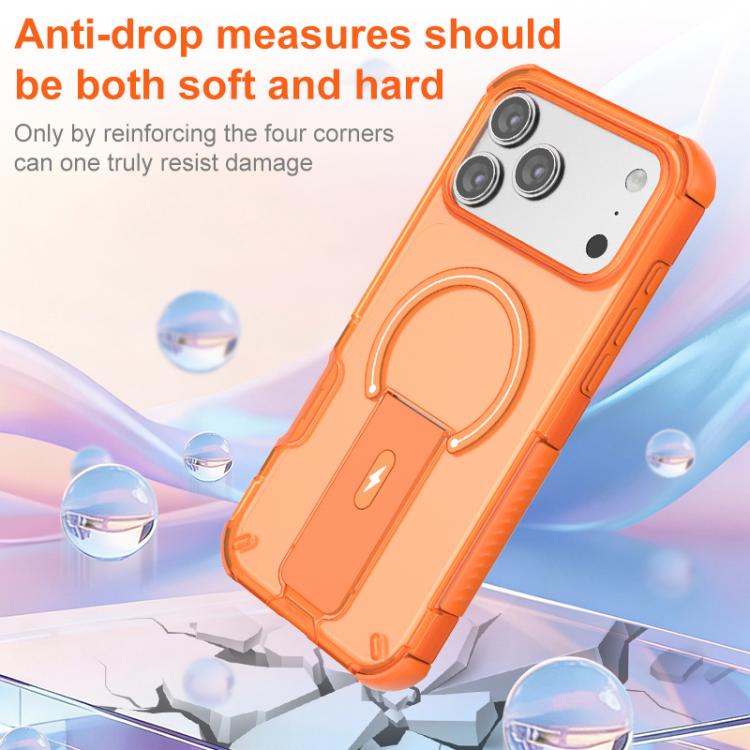 For iPhone 17 Pro Translucent Skin Feel Magnetic Holder Phone Case