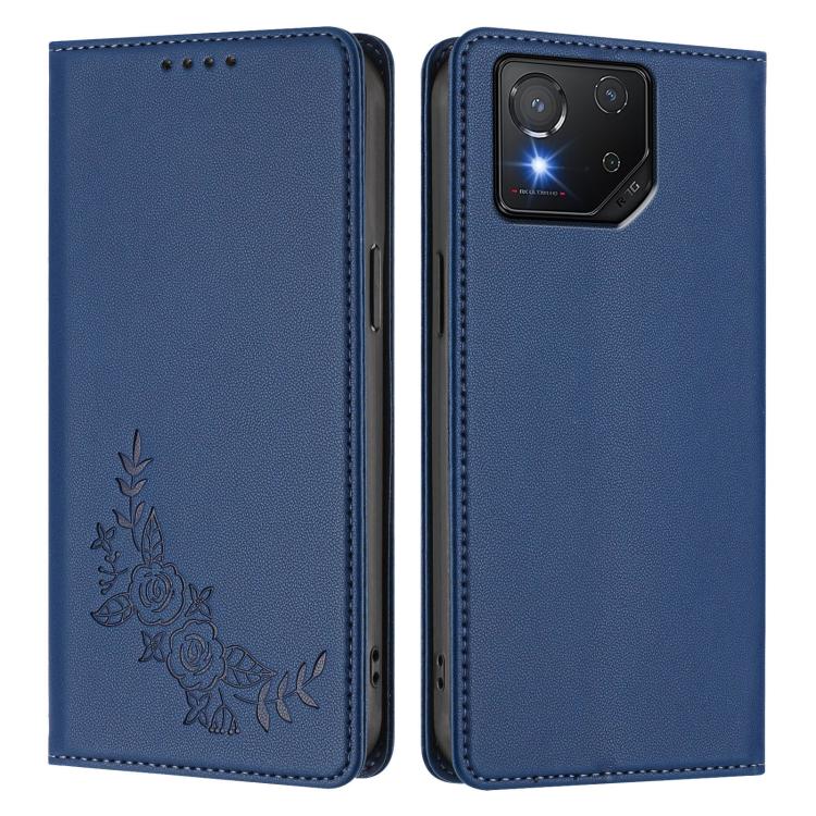 For ASUS ROG Phone 8 / 8 Pro Peony Embossed Magnetic RFID Vegan Leather Phone Case