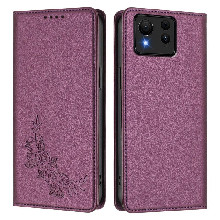 For ASUS Zenfone 11 Ultra Peony Embossed Magnetic RFID Vegan Leather Phone Case
