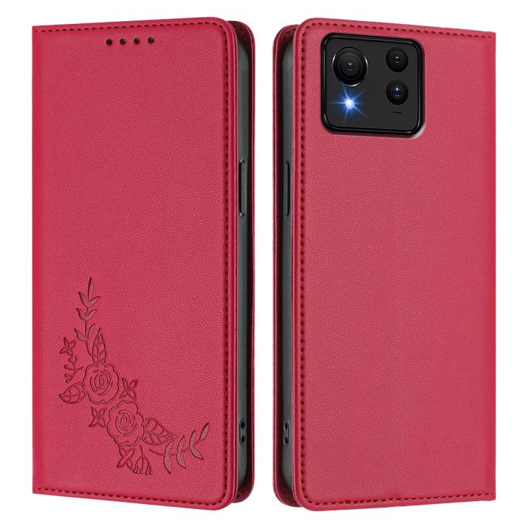 For ASUS Zenfone 11 Ultra Peony Embossed Magnetic RFID Vegan Leather Phone Case