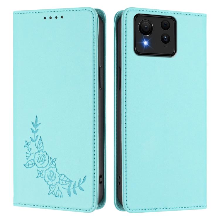 For ASUS Zenfone 11 Ultra Peony Embossed Magnetic RFID Vegan Leather Phone Case