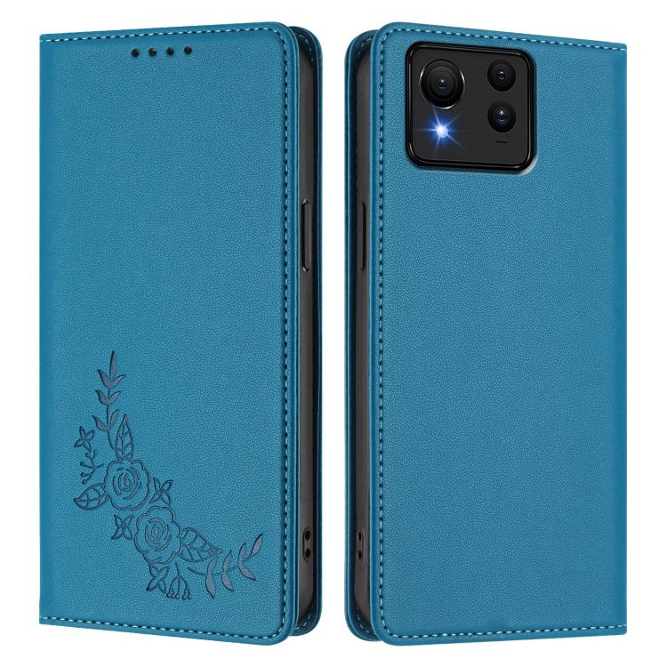 For ASUS Zenfone 11 Ultra Peony Embossed Magnetic RFID Vegan Leather Phone Case