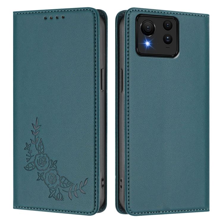 For ASUS Zenfone 11 Ultra Peony Embossed Magnetic RFID Vegan Leather Phone Case