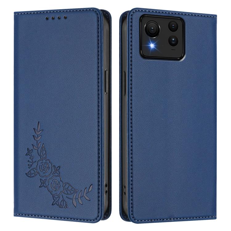 For ASUS Zenfone 11 Ultra Peony Embossed Magnetic RFID Vegan Leather Phone Case