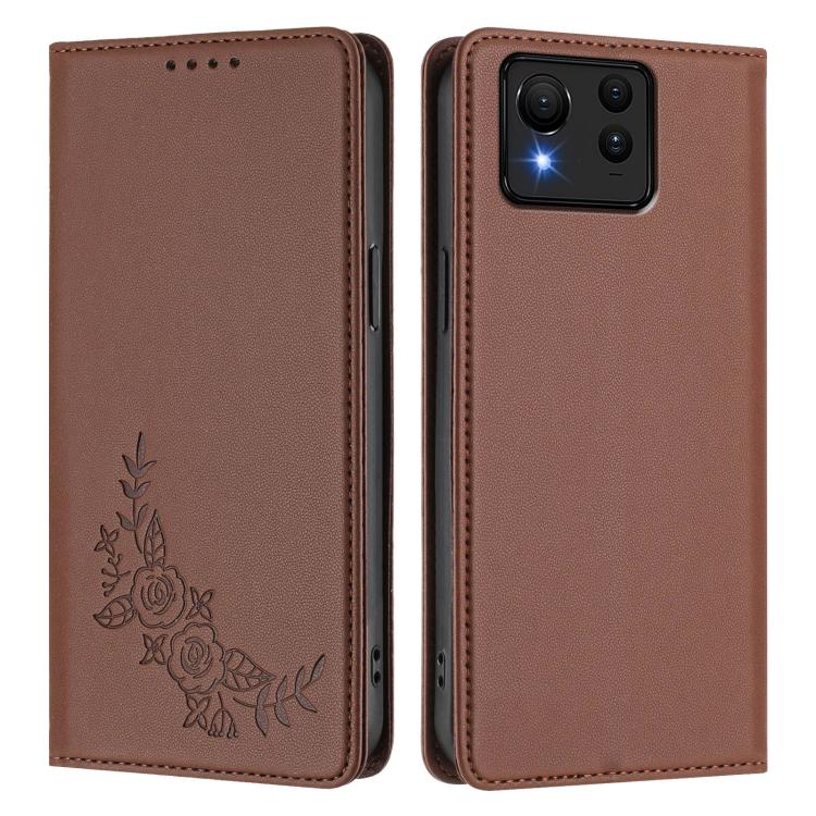 For ASUS Zenfone 11 Ultra Peony Embossed Magnetic RFID Vegan Leather Phone Case