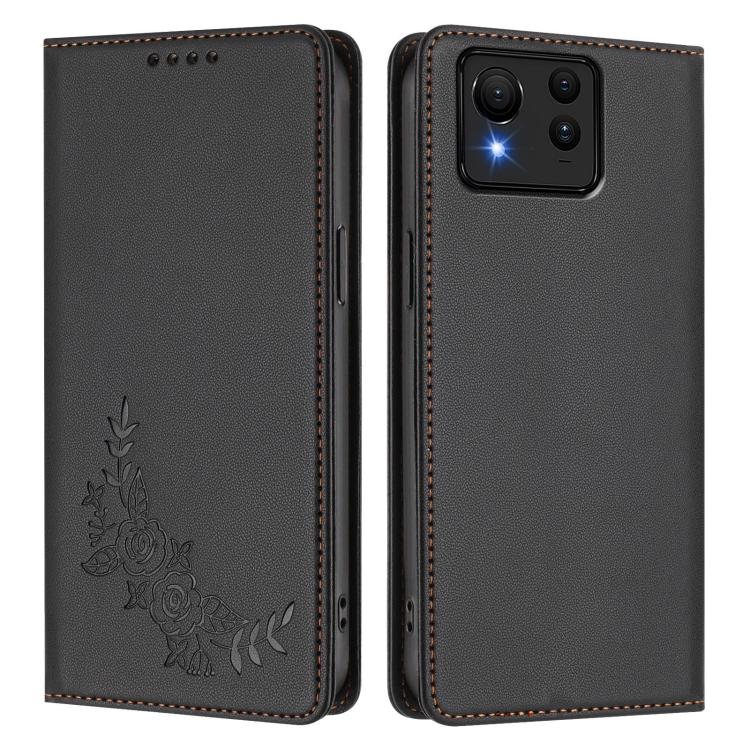 For ASUS Zenfone 11 Ultra Peony Embossed Magnetic RFID Vegan Leather Phone Case