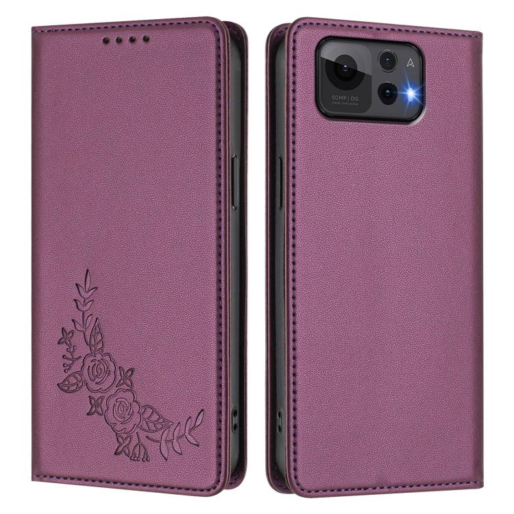 For ASUS Zenfone 12 Ultra Peony Embossed Magnetic RFID Vegan Leather Phone Case