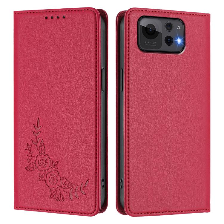 For ASUS Zenfone 12 Ultra Peony Embossed Magnetic RFID Vegan Leather Phone Case