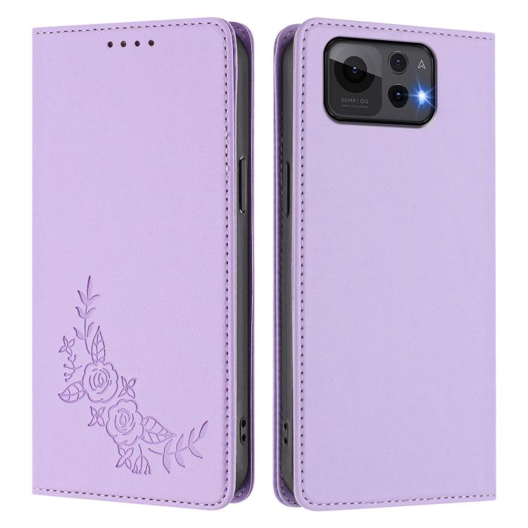 For ASUS Zenfone 12 Ultra Peony Embossed Magnetic RFID Vegan Leather Phone Case