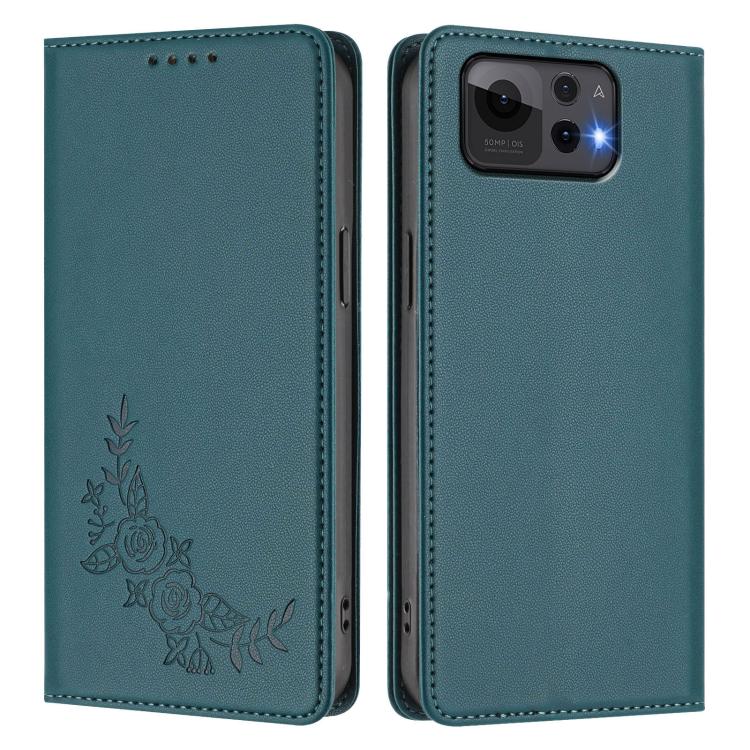 For ASUS Zenfone 12 Ultra Peony Embossed Magnetic RFID Vegan Leather Phone Case