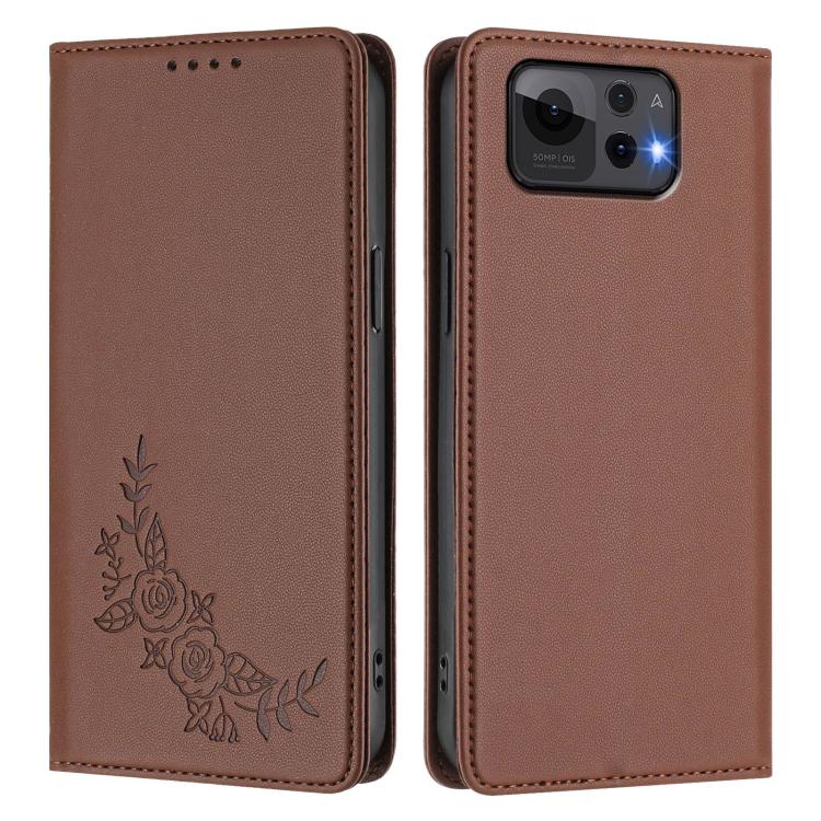 For ASUS Zenfone 12 Ultra Peony Embossed Magnetic RFID Vegan Leather Phone Case