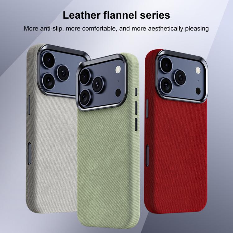 For iPhone 17 Pro Max Flannel Textured Magnetic Full Coverage Phone Case