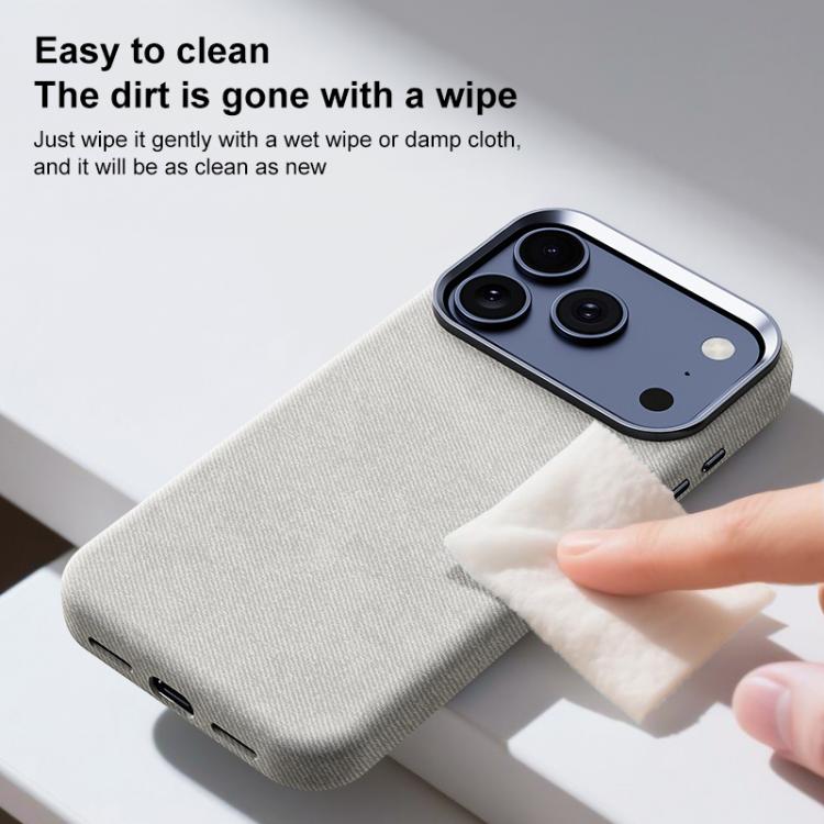 For iPhone 17 Pro Flannel Textured Magnetic Full Coverage Phone Case