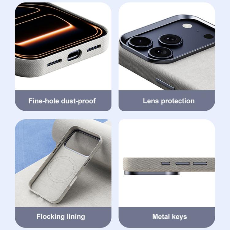 For iPhone 17 Pro Flannel Textured Magnetic Full Coverage Phone Case