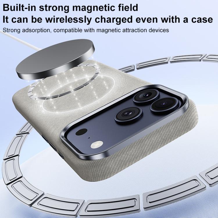 For iPhone 17 Pro Flannel Textured Magnetic Full Coverage Phone Case