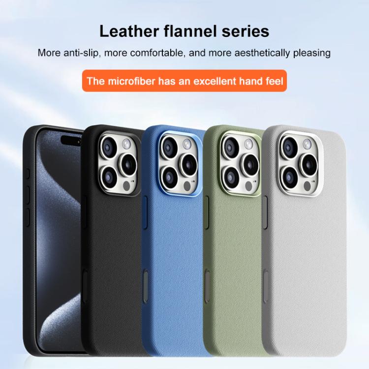 For iPhone 16 Pro Max Flannel Textured Magnetic Full Coverage Phone Case
