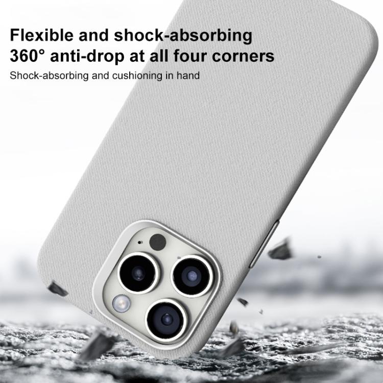 For iPhone 15 Pro Max Flannel Textured Magnetic Full Coverage Phone Case