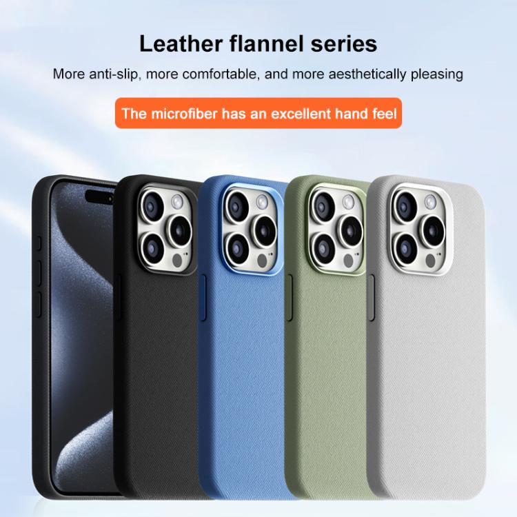 For iPhone 15 Pro Flannel Textured Magnetic Full Coverage Phone Case