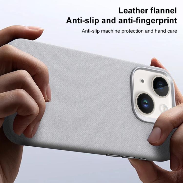 For iPhone 15 Flannel Textured Magnetic Full Coverage Phone Case