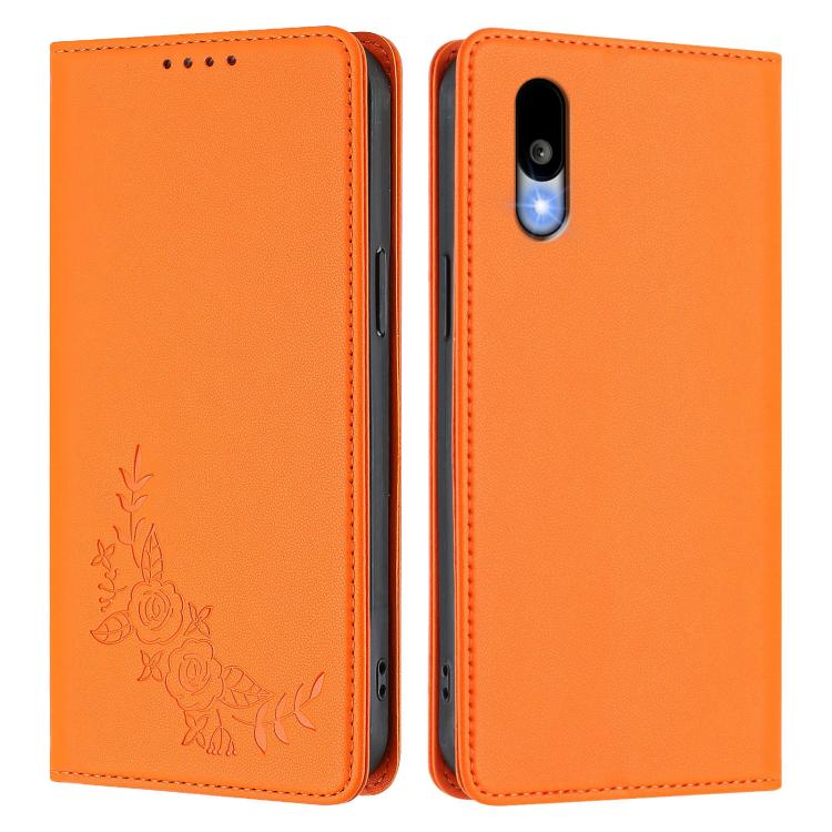 For Sharp Basio Active3 Peony Embossed Magnetic RFID Vegan Leather Phone Case