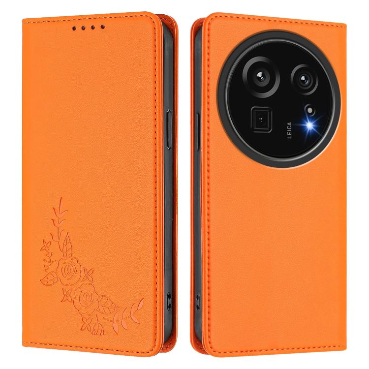 For Sharp Aquos R9 Pro SH-54E Peony Embossed Magnetic RFID Vegan Leather Phone Case