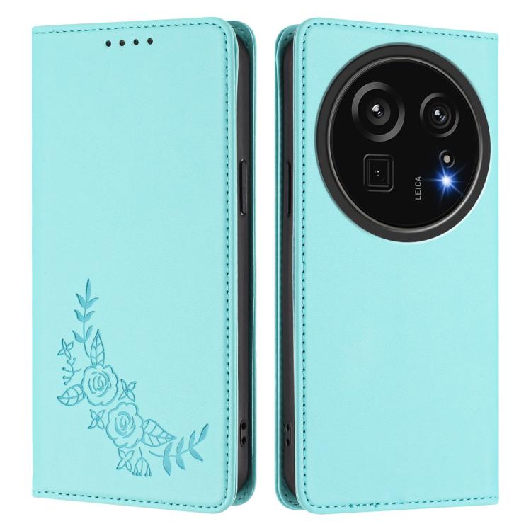 For Sharp Aquos R9 Pro SH-54E Peony Embossed Magnetic RFID Vegan Leather Phone Case