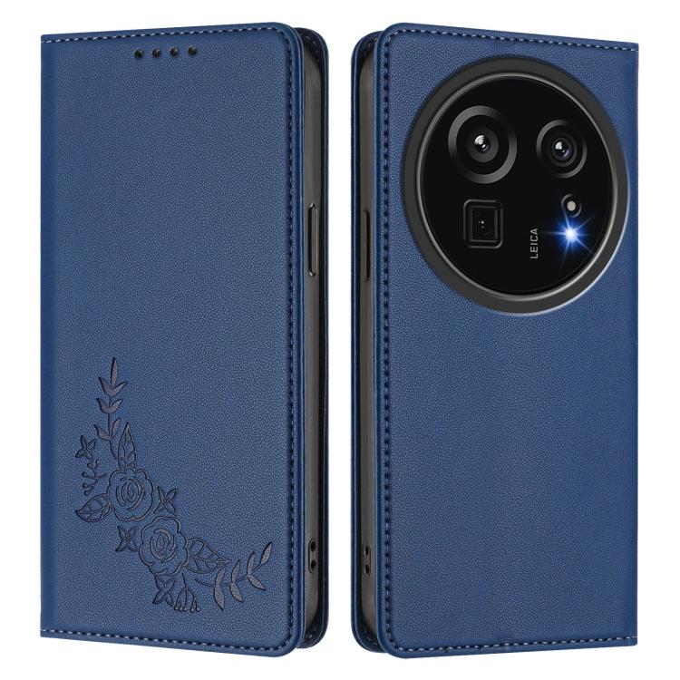 For Sharp Aquos R9 Pro SH-54E Peony Embossed Magnetic RFID Vegan Leather Phone Case