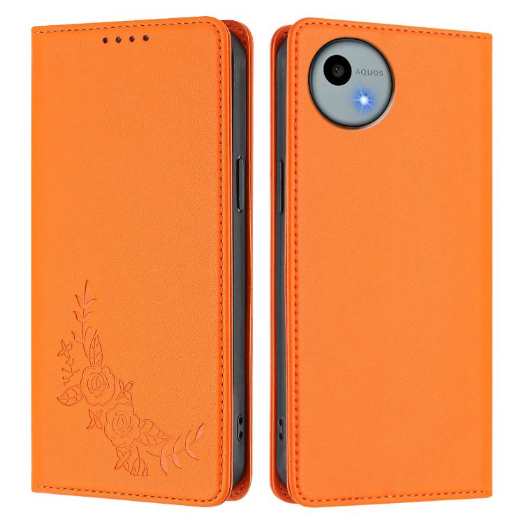 For Sharp Aquos Wish4 SH-52E Peony Embossed Magnetic RFID Vegan Leather Phone Case