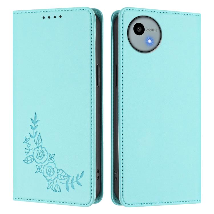 For Sharp Aquos Wish4 SH-52E Peony Embossed Magnetic RFID Vegan Leather Phone Case
