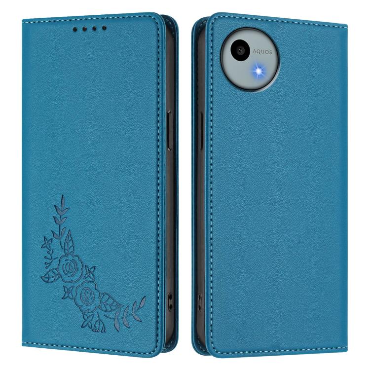 For Sharp Aquos Wish4 SH-52E Peony Embossed Magnetic RFID Vegan Leather Phone Case