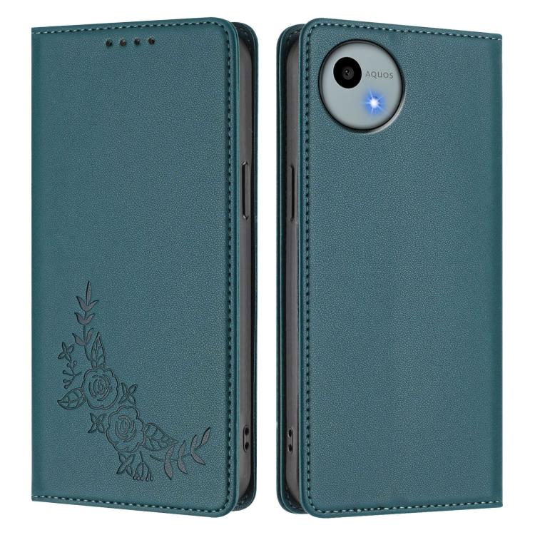 For Sharp Aquos Wish4 SH-52E Peony Embossed Magnetic RFID Vegan Leather Phone Case