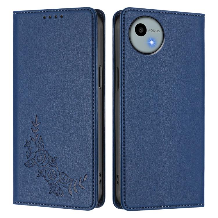 For Sharp Aquos Wish4 SH-52E Peony Embossed Magnetic RFID Vegan Leather Phone Case