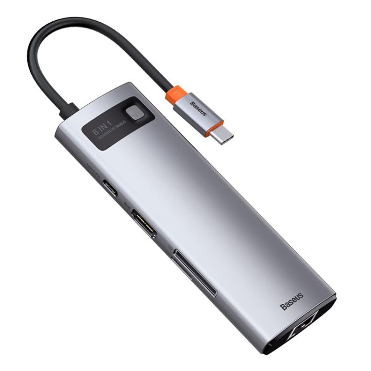 Baseus Metallic Glow Series CAHUB-CV0G 8 in 1 Multifunctional Type-C HUB Docking Station - Space Gray